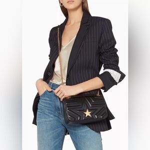 STELLA STAR Flap-Over Shoulder Bag in Black | Vegan Leather